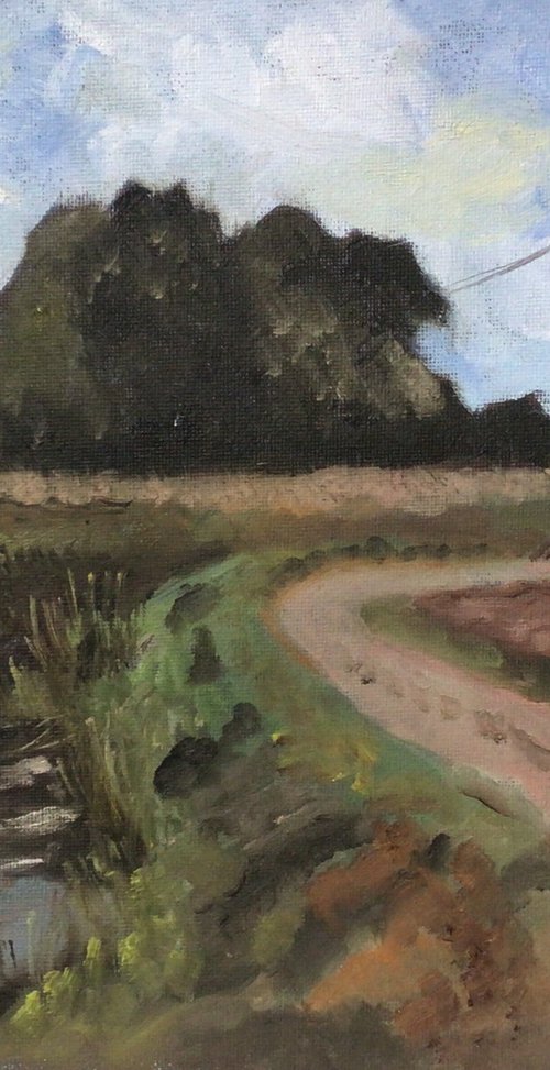 The path to Reculver, an original oil painting. by Julian Lovegrove Art