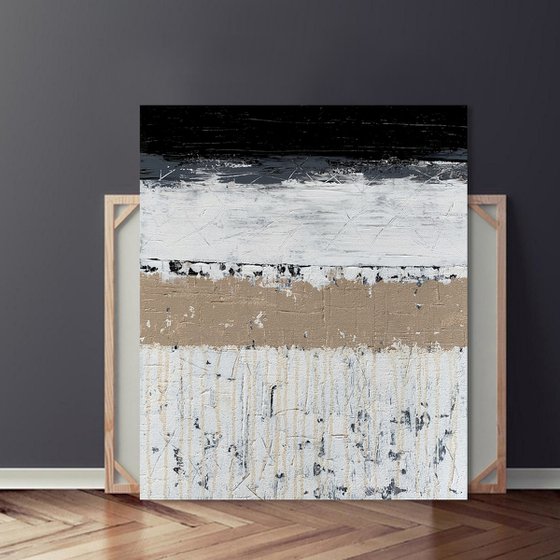 Break the Ice - TEXTURED ABSTRACT ART – MINIMALIST Black & White Painting. READY TO HANG!