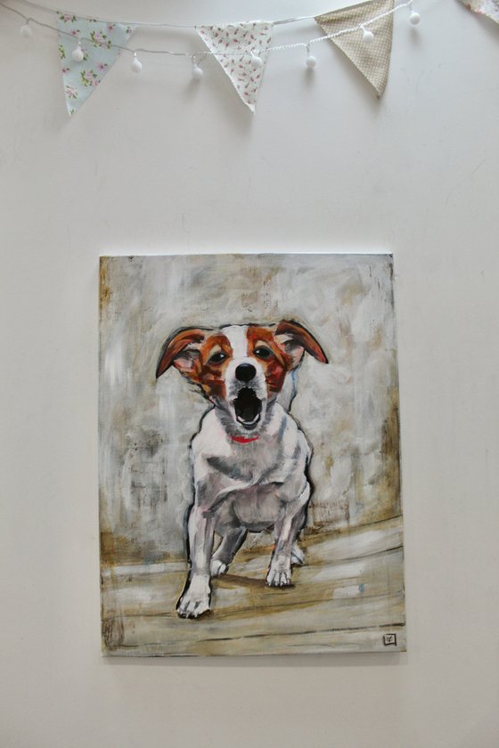 Jack Russell painting called Hear Me Roar!