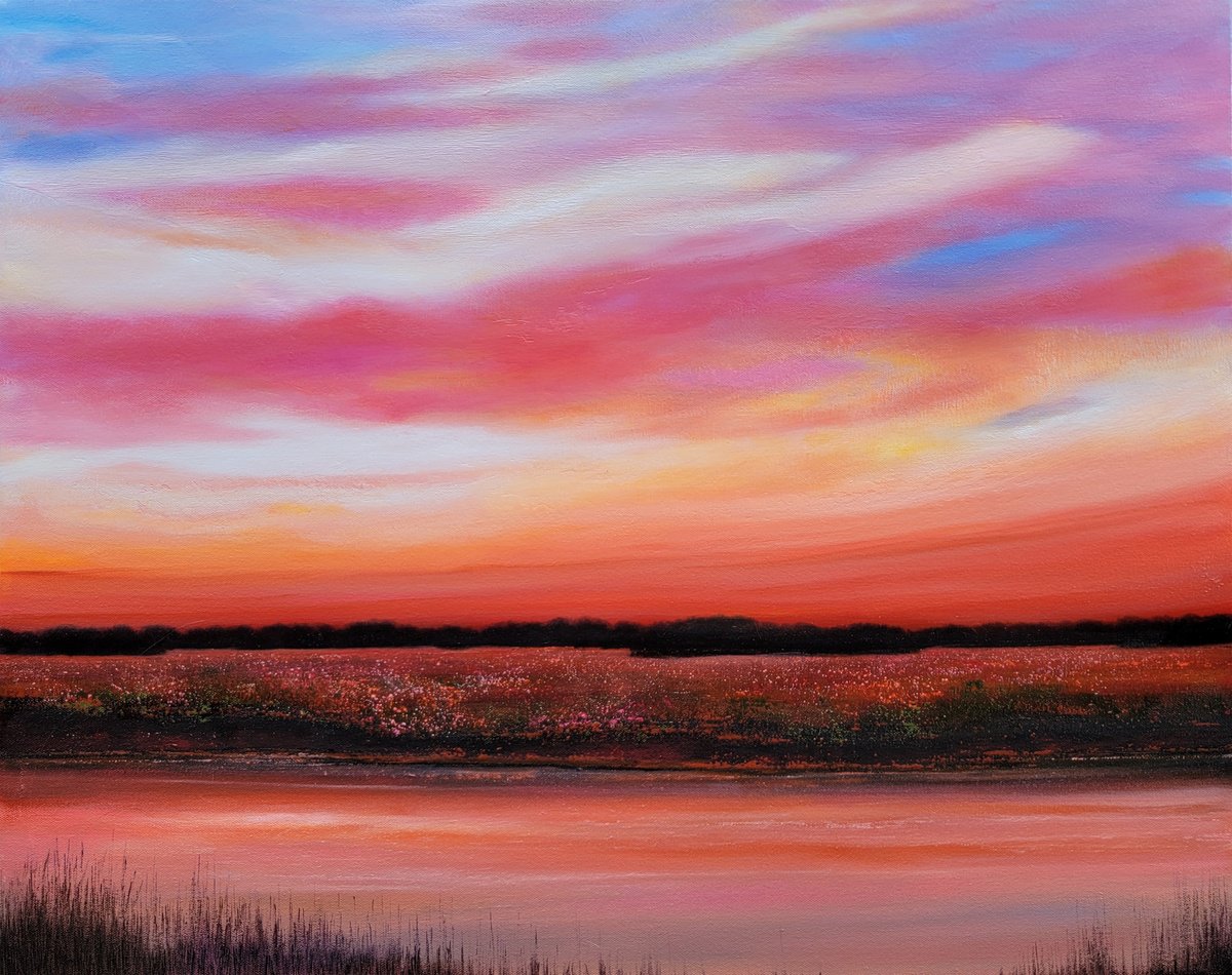 Impressionistic Landscape Oil Painting By Faith Patterson, 30 X 24, Quiet Reflection, Original Artwork