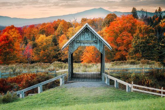 A.M. Foster Bridge in Autumn, 43 x 29