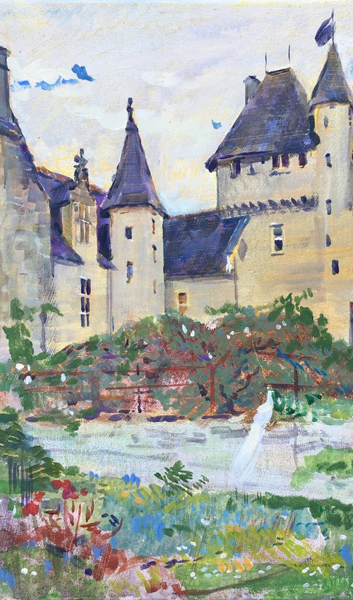 Rivau Castle. Two Peacocks by Olga Kataeva-Rochford