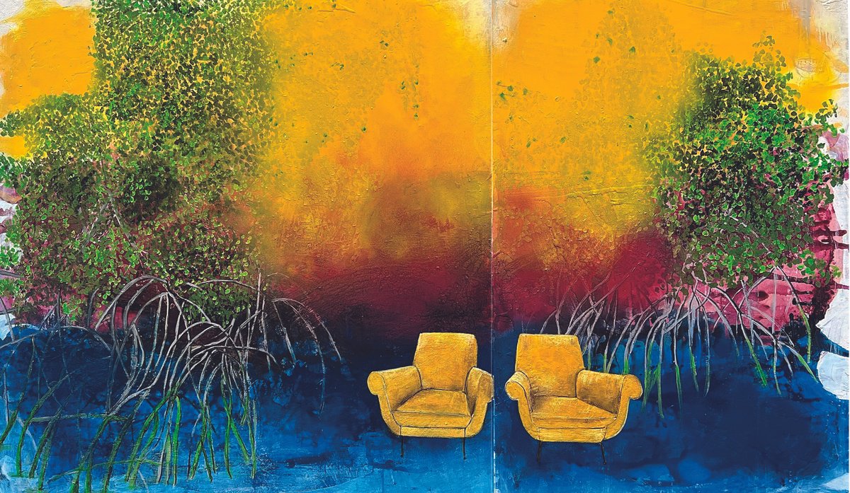 Expressive Landscape Painting By Giusy Lauriola, 79 X 47, Momenti Di Luce, Original Artwork