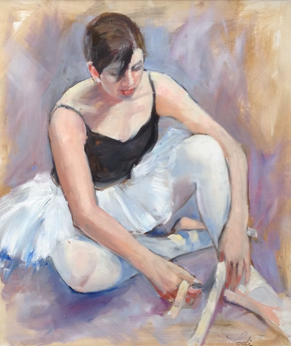 DANCER TYING HER SHOES by Podi Lawrence