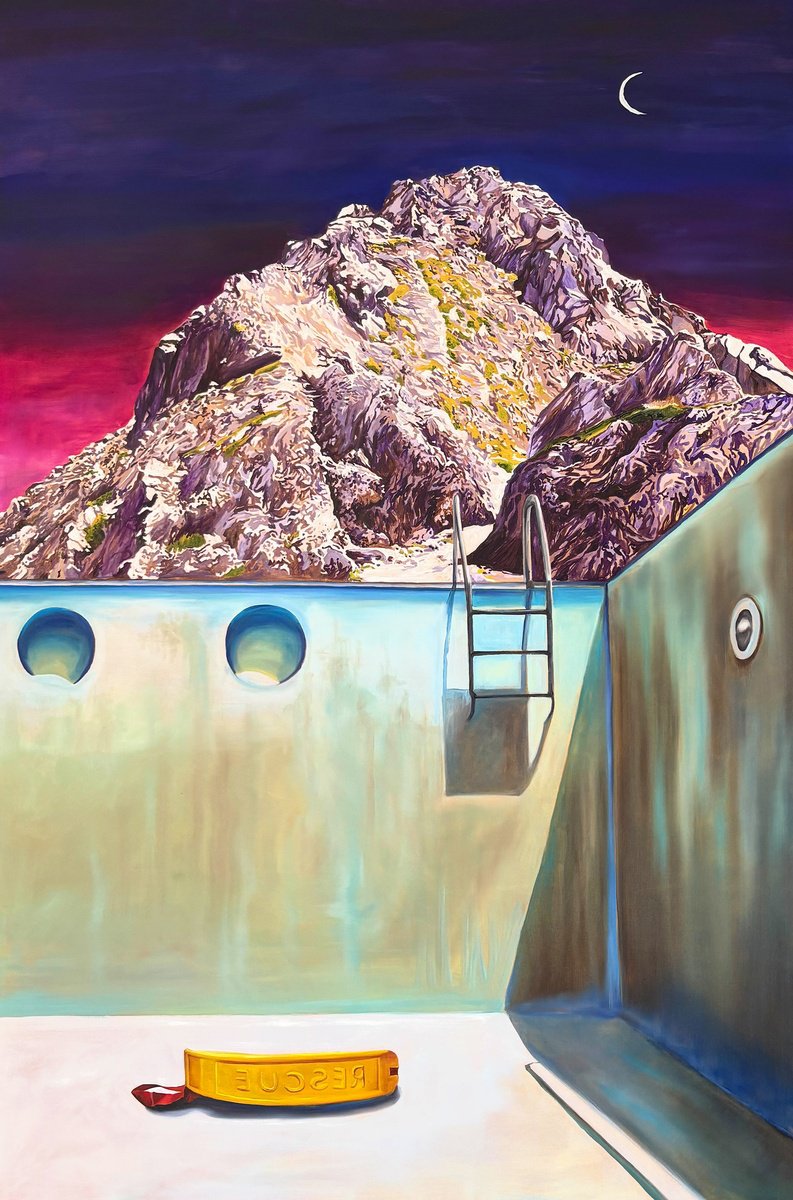 Surrealistic Landscape Oil Painting By Sofia Fresia, 39 X 59", Future Landscapes, Original Artwork