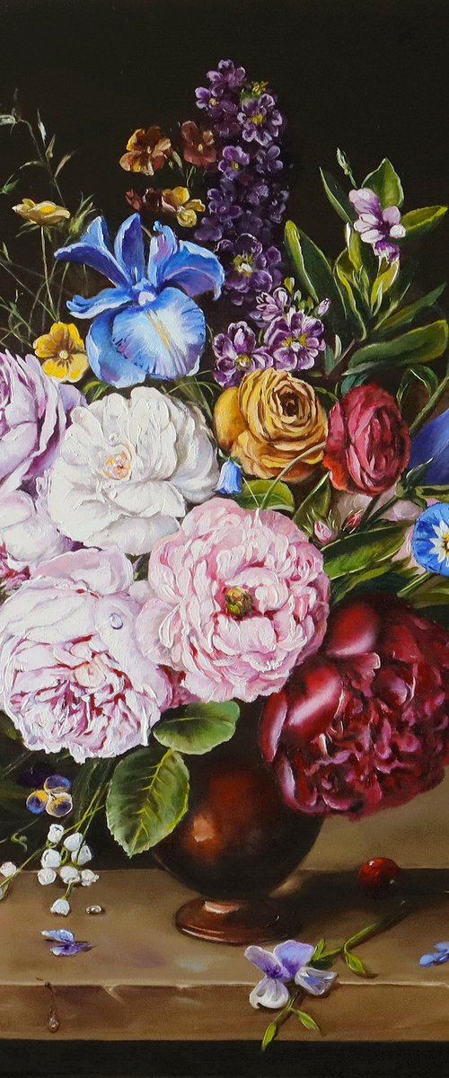 Peony and Iris Bouquet by Natalia Shaykina