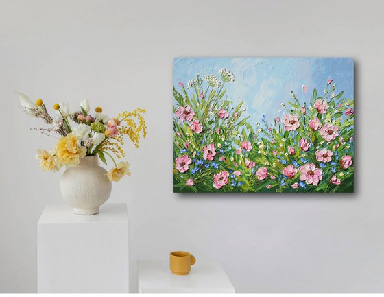 Flowers after the rain - Impasto Painting