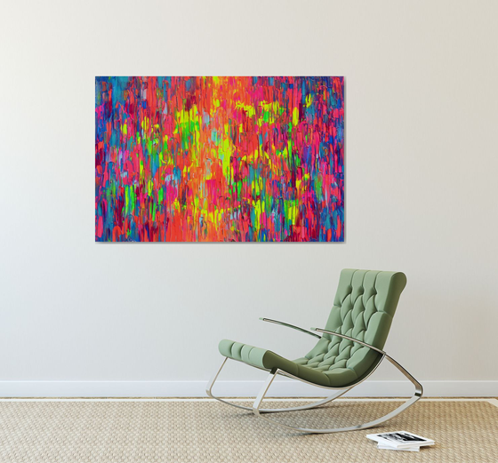 47.3x31.5'' Large Ready to Hang Colourful Modern Abstract Painting - XXL Happy Gypsy Dance 13