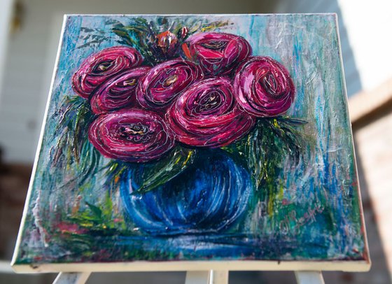Abstract Roses - (palette knife)