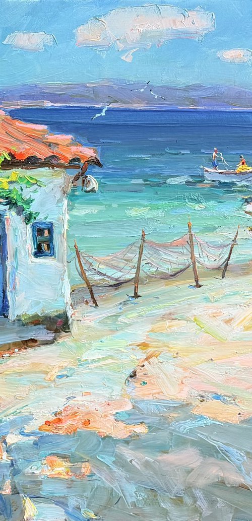 House by the Sea – Large Impressionist Oil by Oleksii Chebotaru