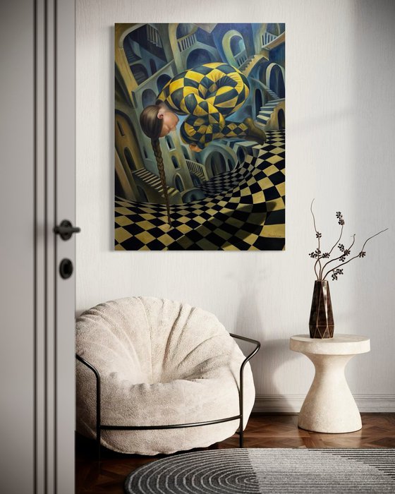 Original Oil Painting The Equilibrist Dream