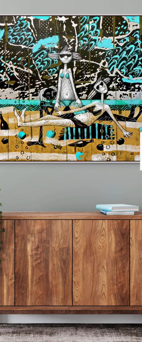 Golden Sand Beach Girls by Evgen Semenyuk