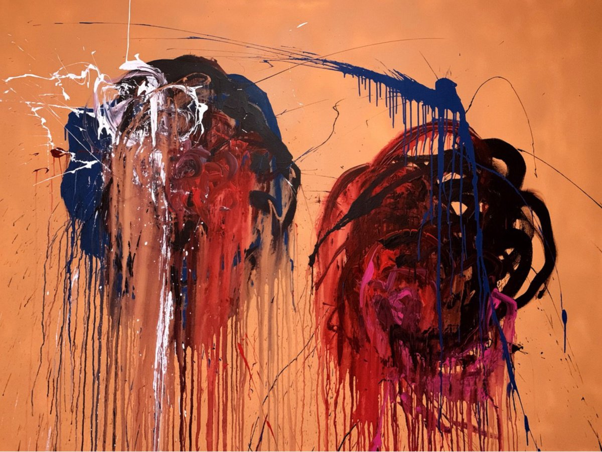 Abstract Botanical Acrylic Painting By Rosi Roys, 75 X 57", Flower 15, Original Artwork