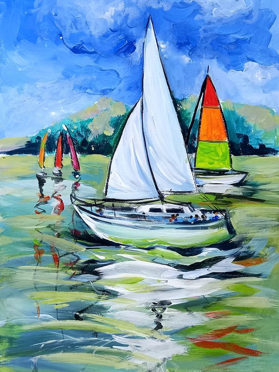 Sailboats on the water