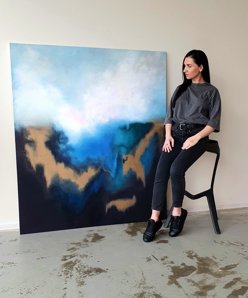 Photorealistic Landscape Oil Painting By Larissa Uvarova, 55 X 63", From The Deep #9, Original Artwork