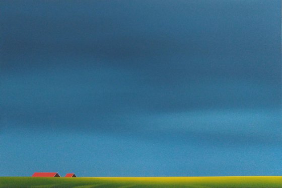 Red roofs, golden fields (commission, reserved)
