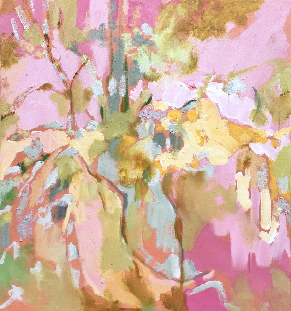 Expressive Botanical Oil Painting By Guy Pickford, 25 X 28, Out Of Thin Air, Original Artwork