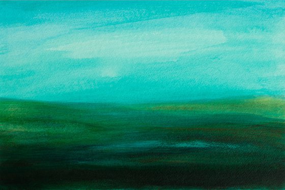 Blue teal horizon landscape