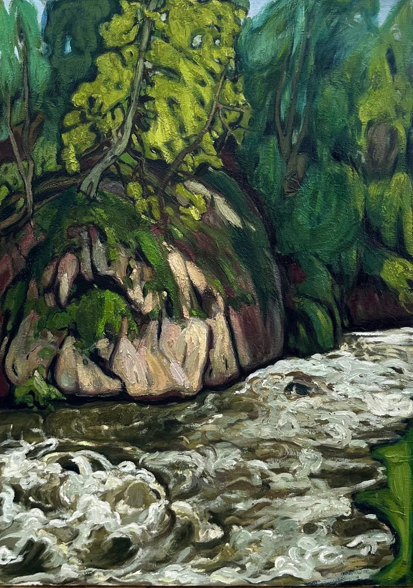 Expressive Landscape Oil Painting By Raffi Ghazaryan, 20 X 28", "Summer Day