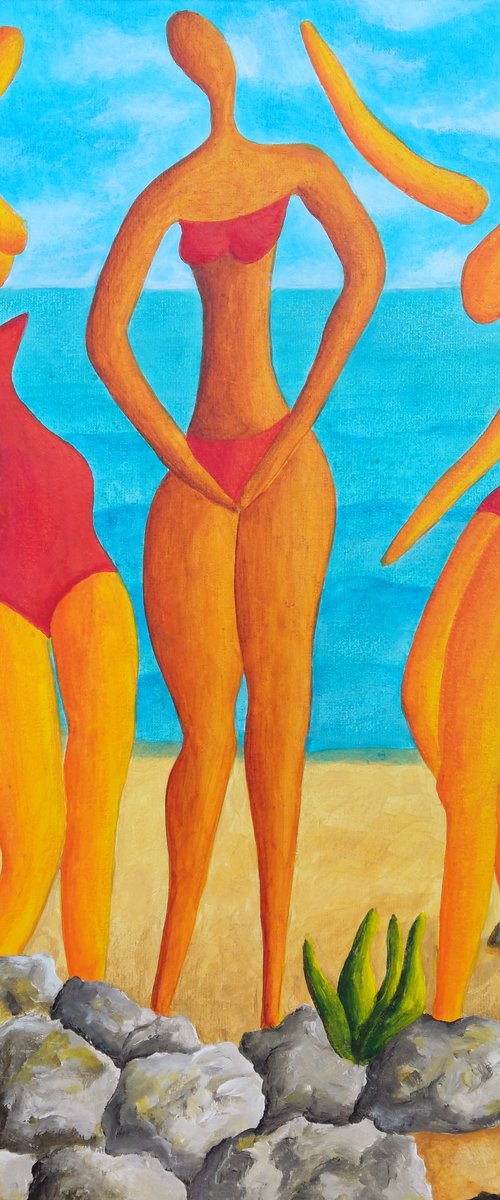 Bathing girlfriens by Vamosi Peter