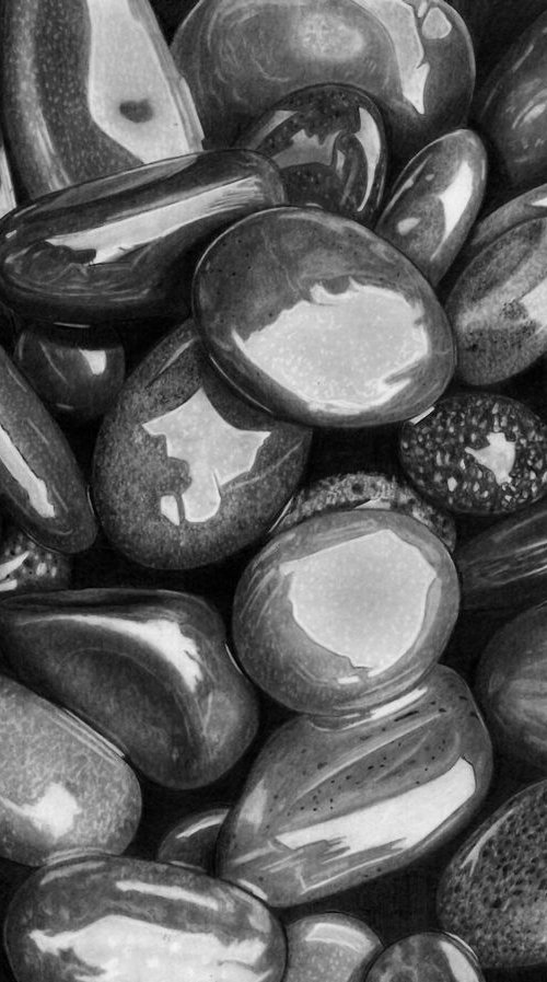 Wet Pebbles #7 (Pencil Drawing) by Paul Stowe
