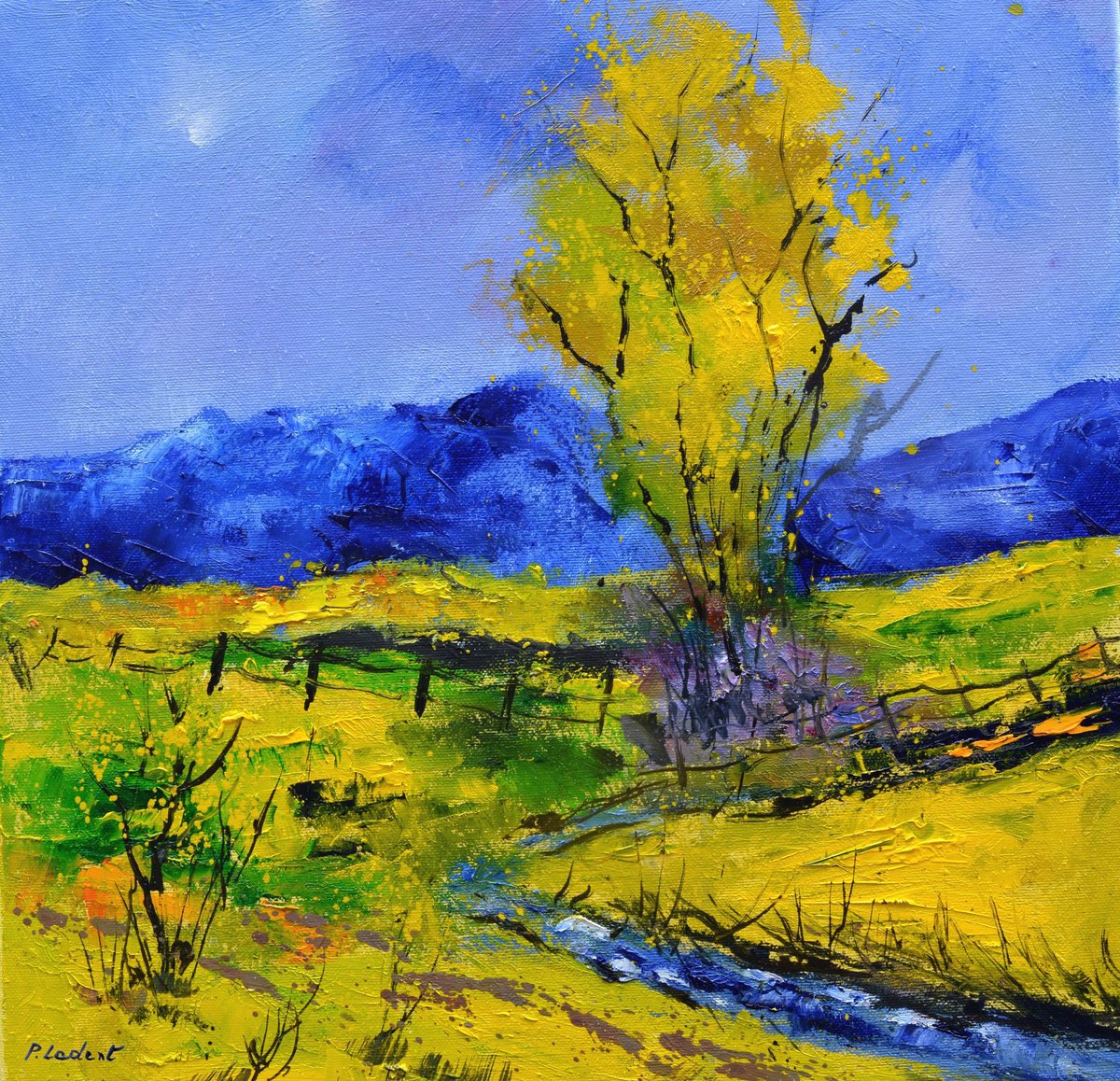 A Yellow Tree By Pol Henry Ledent, 16 X 16, Artwork For Sale On Artfinder