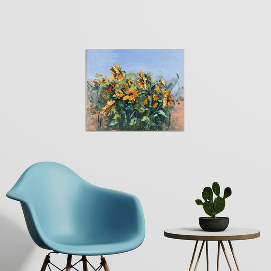 Blooming meadow,sunflowers.