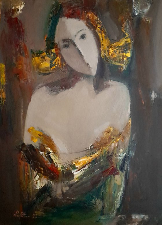 Anna (42x58cm, oil/canvas, abstract portrait)