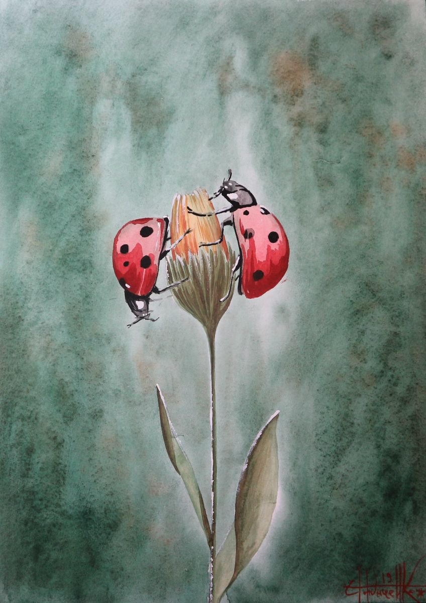 Photorealistic Animal Watercolour By Eugene Gorbachenko, 12 X 17, Ladybug, Original Artwork
