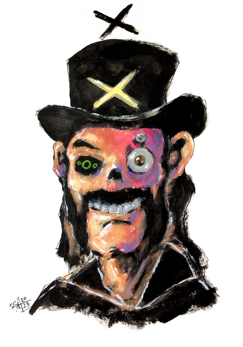 #130 Lemmy Kilmister Zombie portrait painting original art, Horror Naive Outsider Folk Art... by Ruslan Aksenov