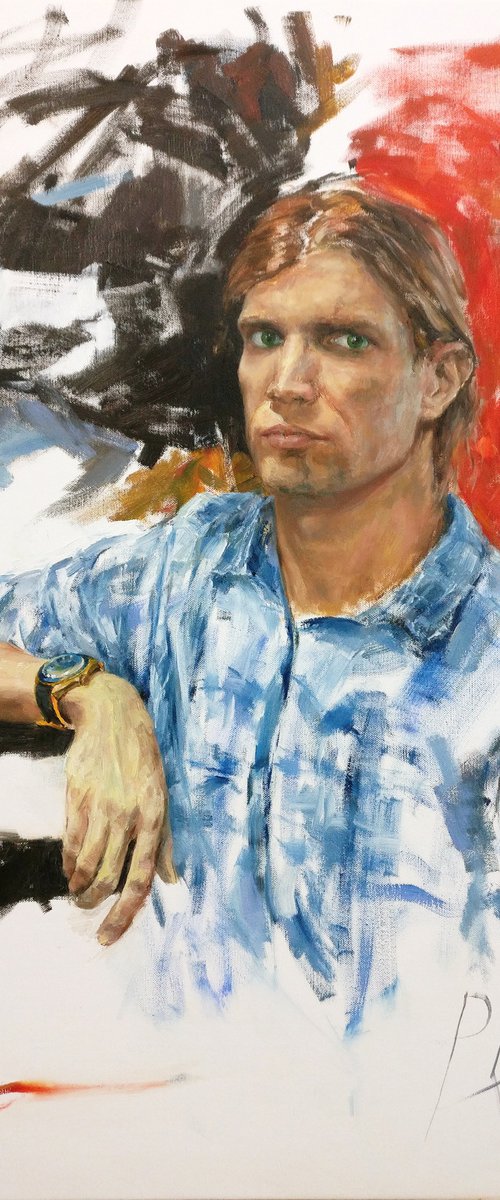 Struggle in the silence (self-portrait) by Leonid Plekhanov