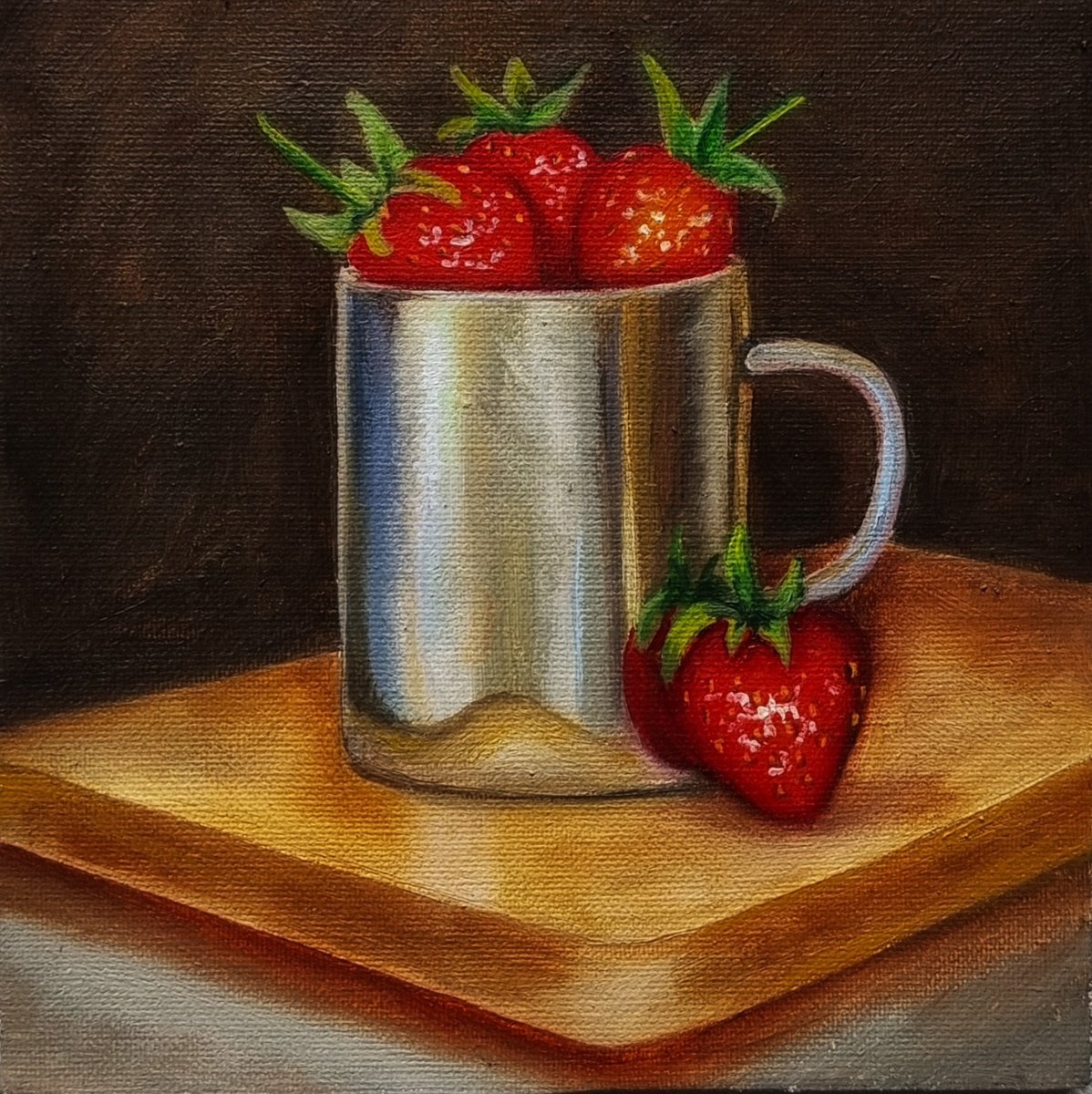 Strawberries in Silver mug by Priyanka Singh