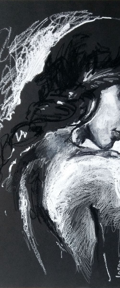 Carmen. In the darkness #2 Woman figure drawing Gift idea for romantics by Daria Yablon-Soloviova