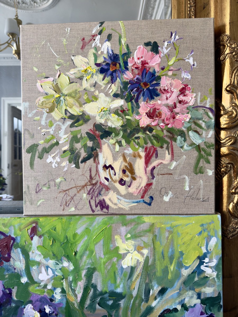 Expressive Oil Painting , A Spring Posy By Lilia Orlova-Holmes, 16 X 16, Artwork For Sale On Artfinder
