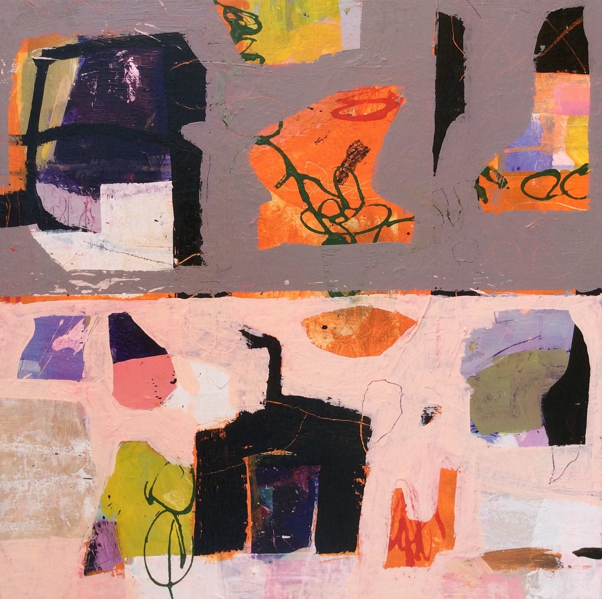 Abstract Acrylic Painting By Linda Coppens, 20 X 20", Duality Ii, Original Artwork