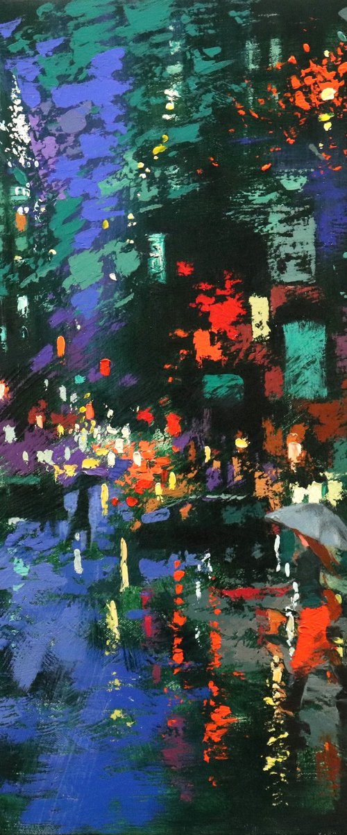 Rainy Day Walkers in Lexington Avenue by Chin H Shin