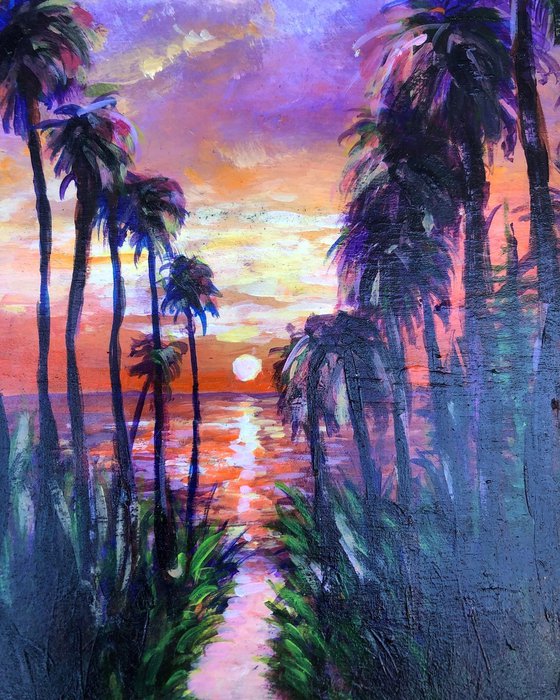 Sun Set Palm Trees