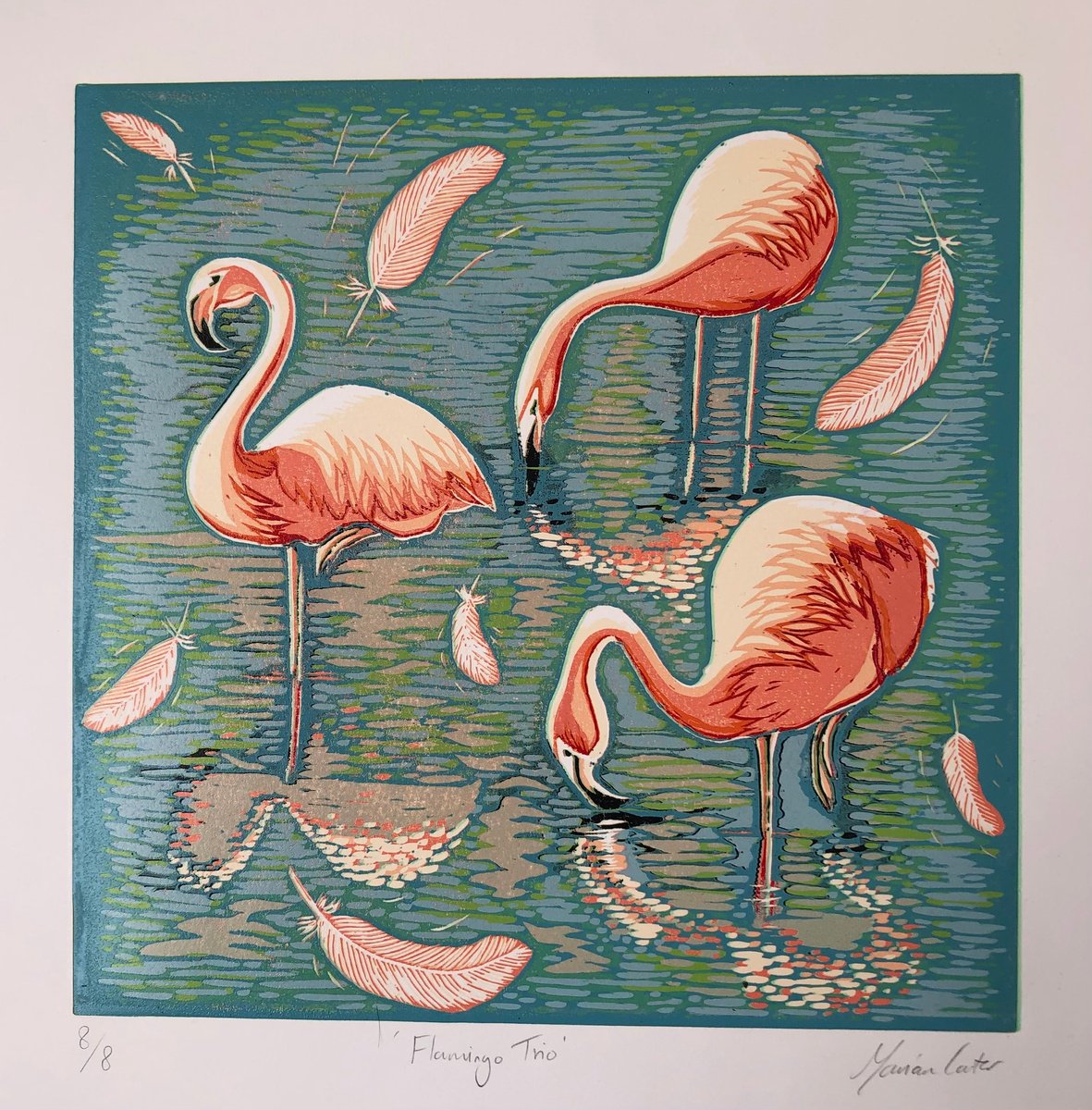 Flamingo Trio by Marian Carter