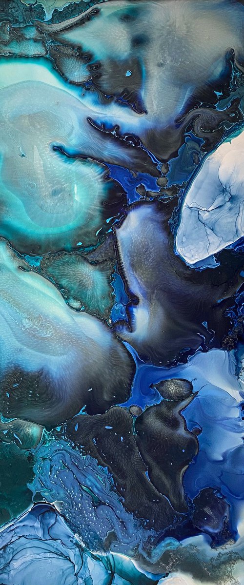 Ocean Ink Abstract Painting by Mily Art