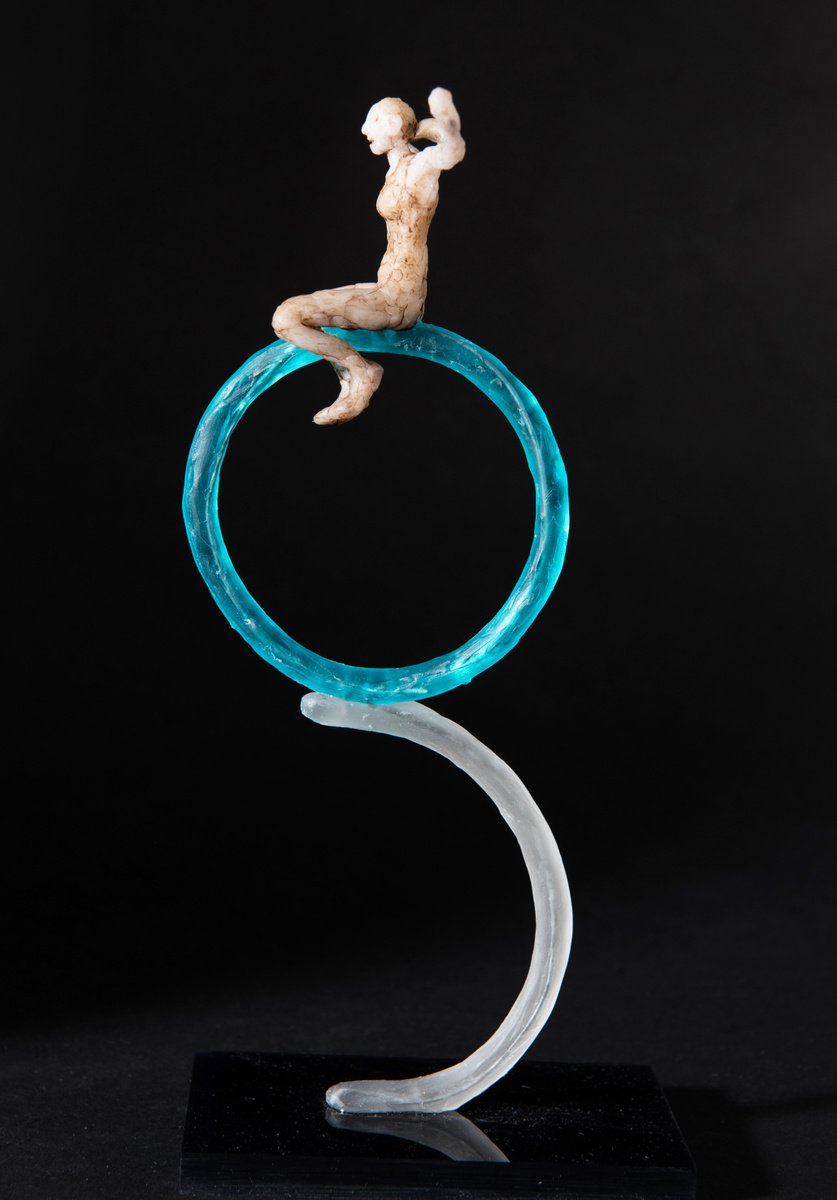 Expressive Portrait Sculpture By Holly Bennett, 5 X 5, Bouncing O Iv, Original Artwork