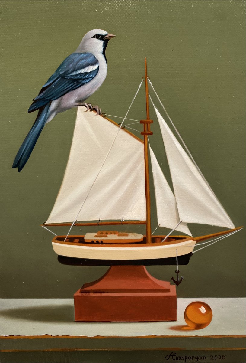 Photorealistic Oil Painting , The Blue Captain By Ara Gasparian, 9 X 14, Artwork For Sale On Artfinder