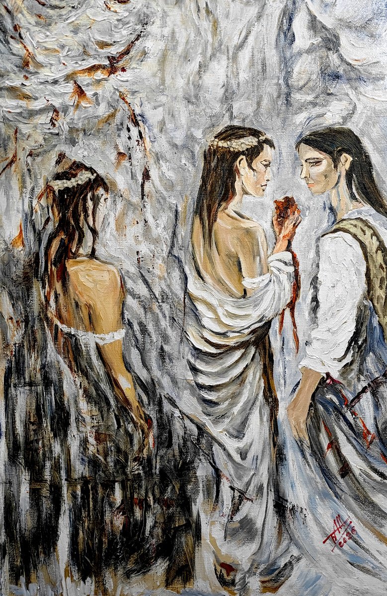 Expressive Oil Painting , Ritual In Nakht By Felix Rubio, 22 X 33, Artwork For Sale On Artfinder