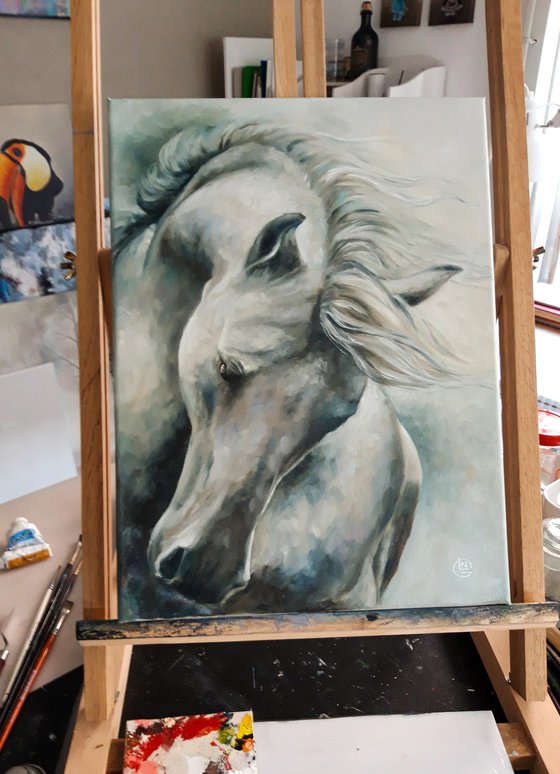 Spirit Horse White Horse Painting Dappled Horse Pet Portrait Horse Drawing