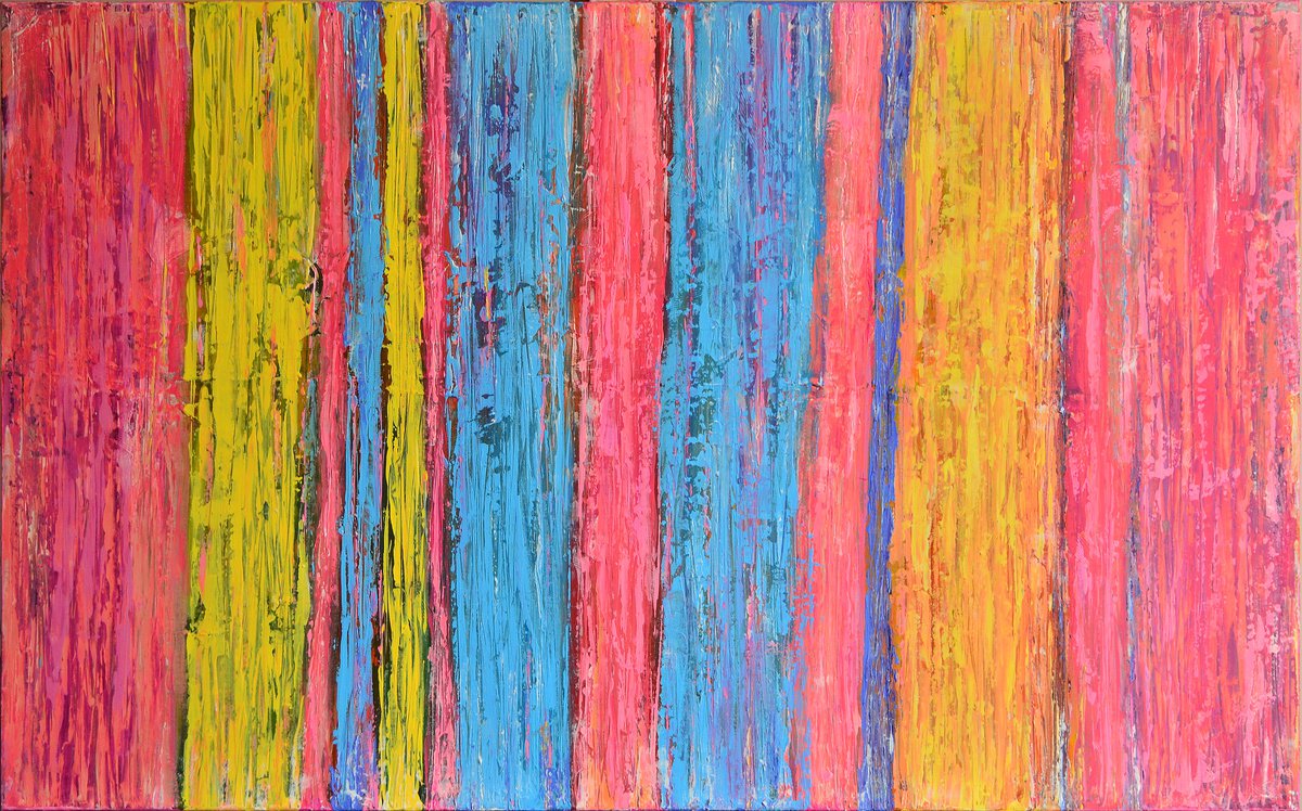 Abstract Acrylic Painting By Misty Lady - M. Nierobisz, 48 X 30", Sweet Home, Original Artwork
