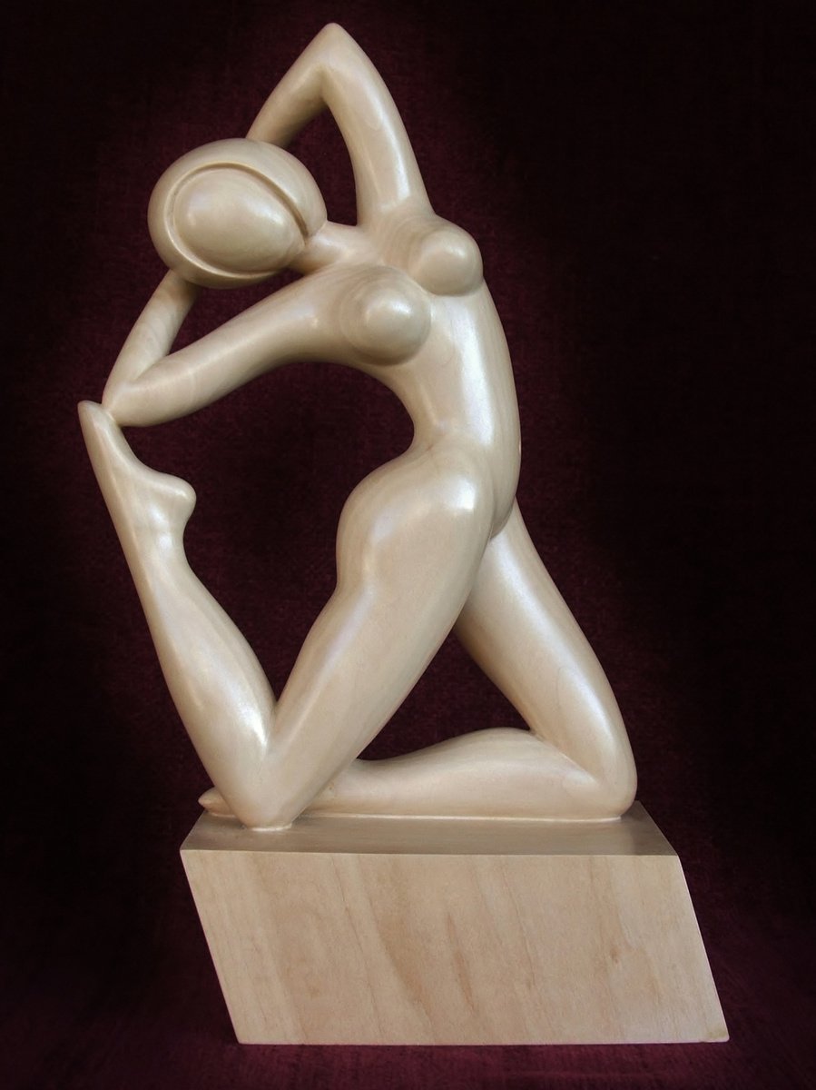 Nude Woman Wood Sculpture GYMNAST by Jakob Wainshtein