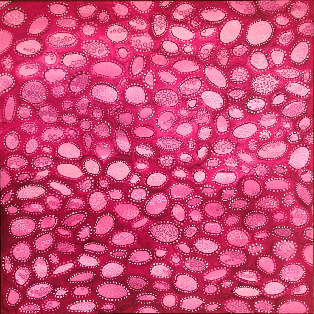 Abstract Acrylic Painting By Jennifer Bell, 30 X 30, Summer Rock Pool, Original Artwork