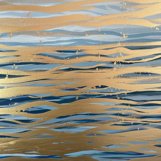 Golden Current - 152 x 101 cm - metallic gold paint and acrylic on canvas