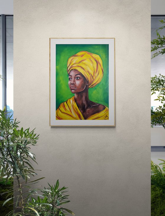 African Beauty - yellow scarf