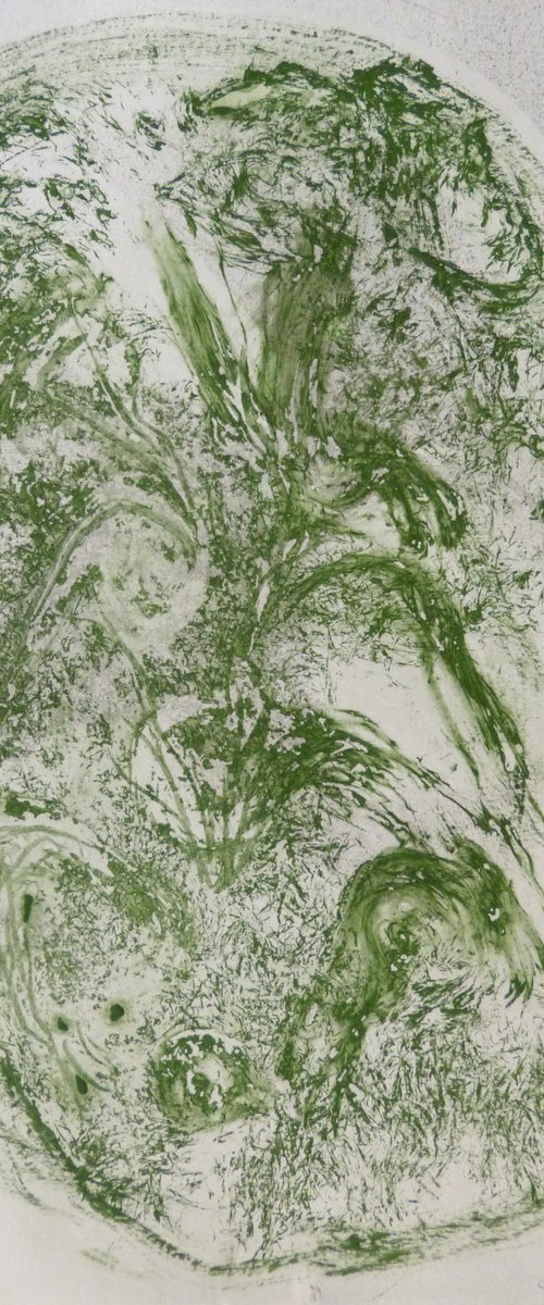 Green Mood 21 - AF EXCLUSIVE, acrylic on paper 28x21 cm by Frederic Belaubre