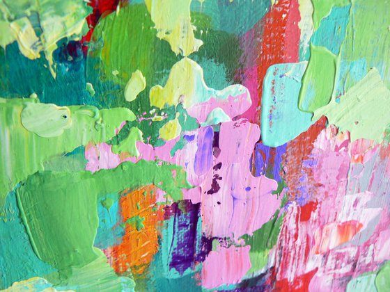Hanging garden ( large textured abstract flower painting - ready to hang)